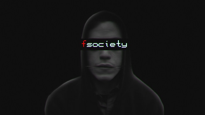 fsociety logo over person from Mr. Robot