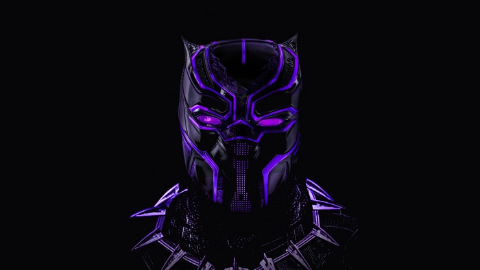 Black Panther mask with purple accents