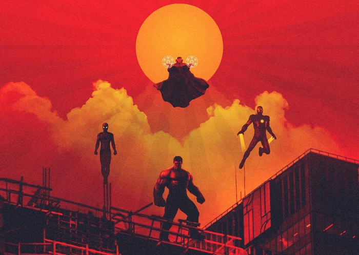 Hulk, Iron Man, Spider-Man, and Doctor Strange from Avengers