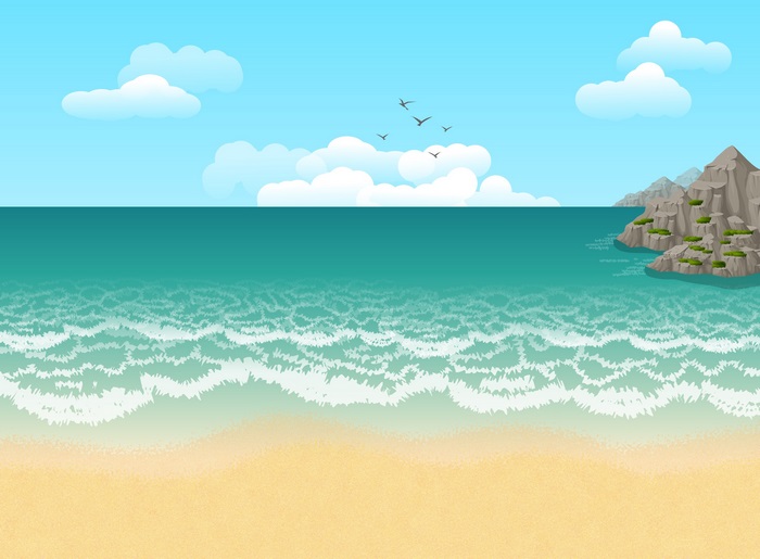 Digital art illustration of a beach scene