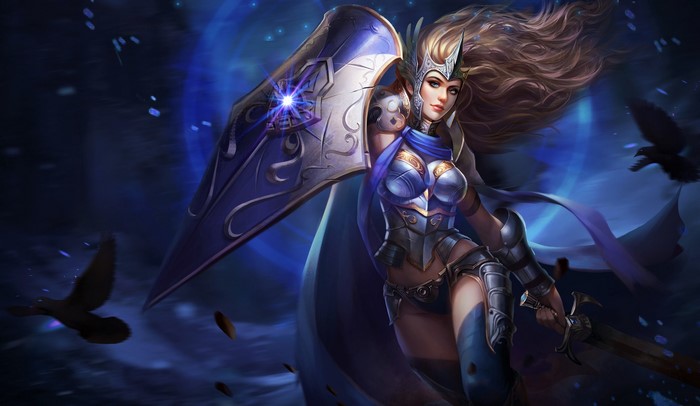 Fantasy warrior woman with sword and shield