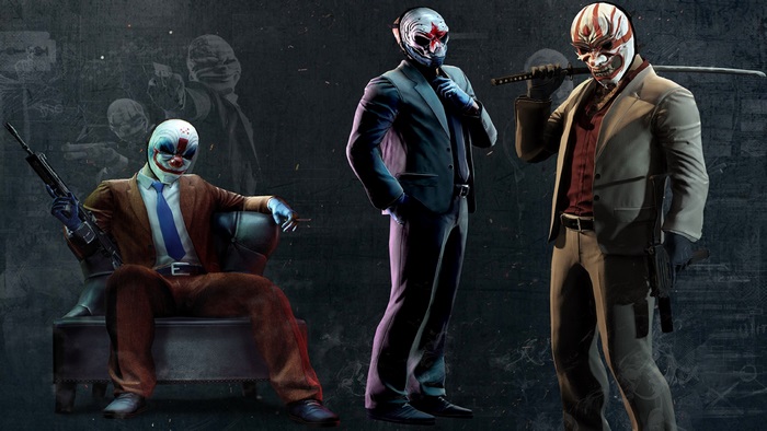 Payday 2 characters in masks and suits