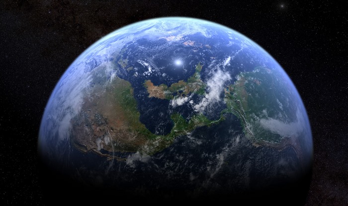Earth from space with stars