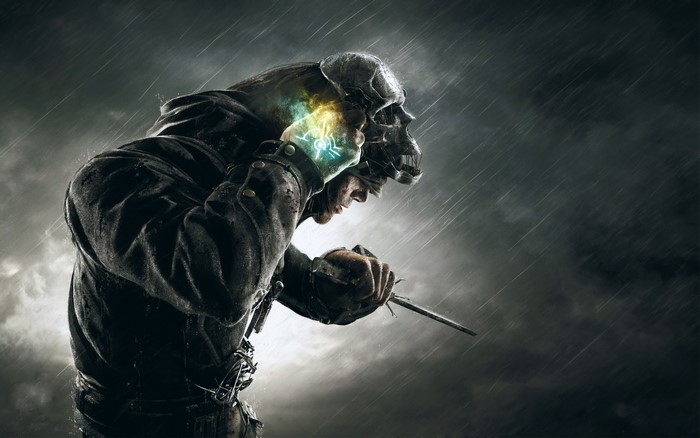 Corvo Attano from Dishonored 2 in the rain