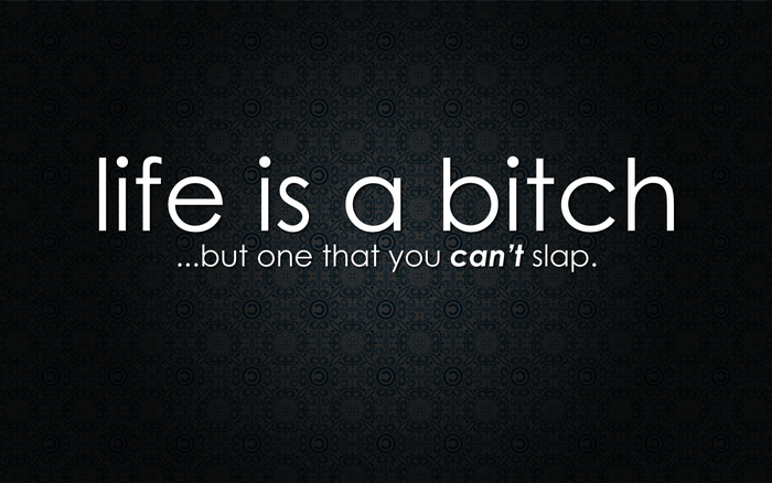 Life is a bitch, but one that you can't slap quote