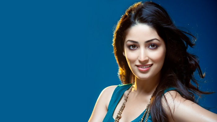 Yami Gautam portrait with blue background