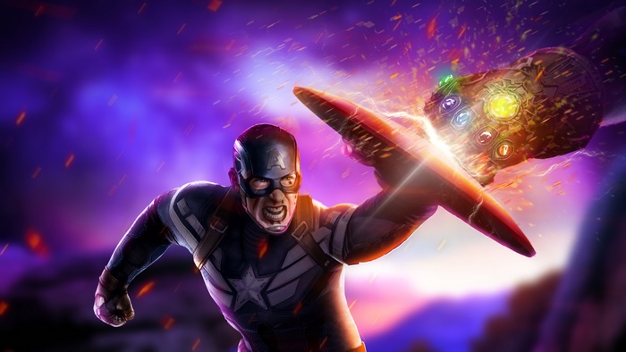 Captain America with the Infinity Gauntlet from Avengers: Endgame