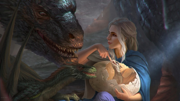Daenerys Targaryen with Dragons from Game of Thrones