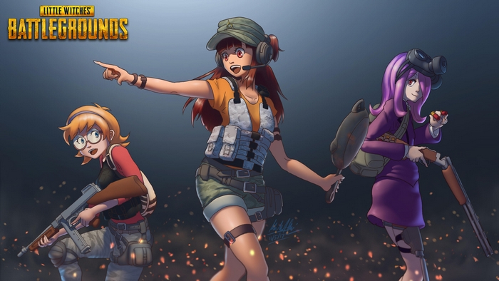 Little Witches Battlegrounds anime girls with weapons