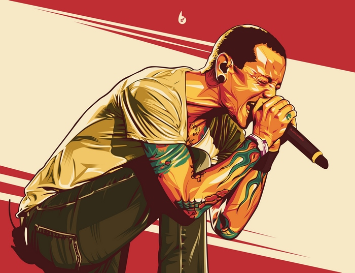 Chester Bennington Singing Intense Digital Art 4K