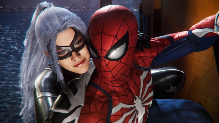 Spider-Man PS4 and Felicia Hardy in Nighttime Scene