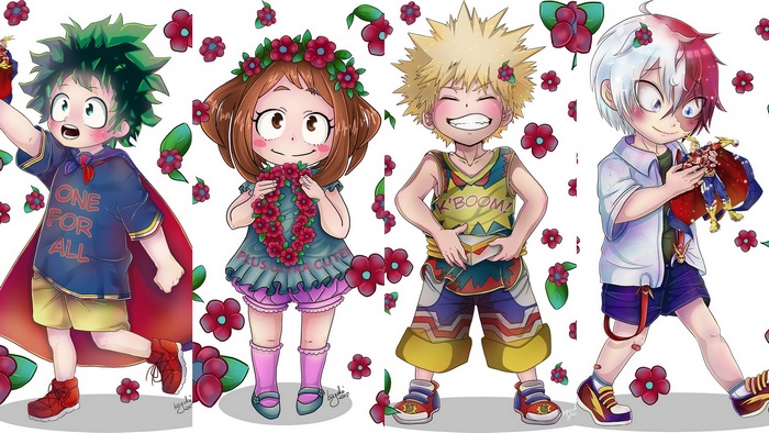 My Hero Academia Chibi Characters with Flowers