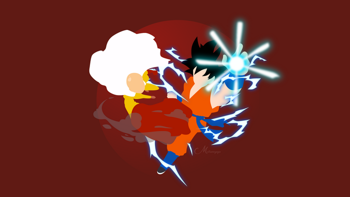 Goku and Saitama Crossover Minimalist Anime