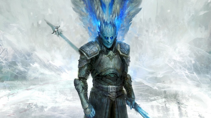 Night King from Game of Thrones with ice armor and spear