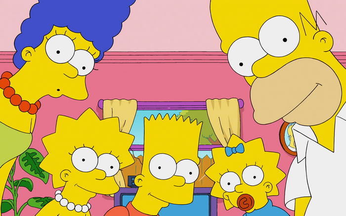 The Simpsons Family: Homer, Marge, Bart, Lisa, and Maggie