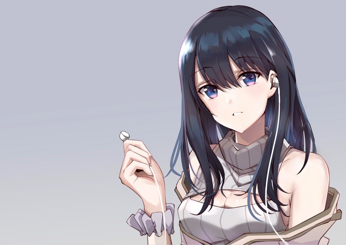 Anime girl with earphones