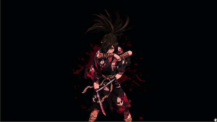 Hyakkimaru from Dororo with blood splatters