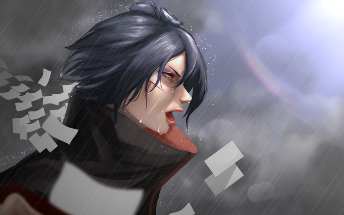 Konan from Naruto crying in the rain
