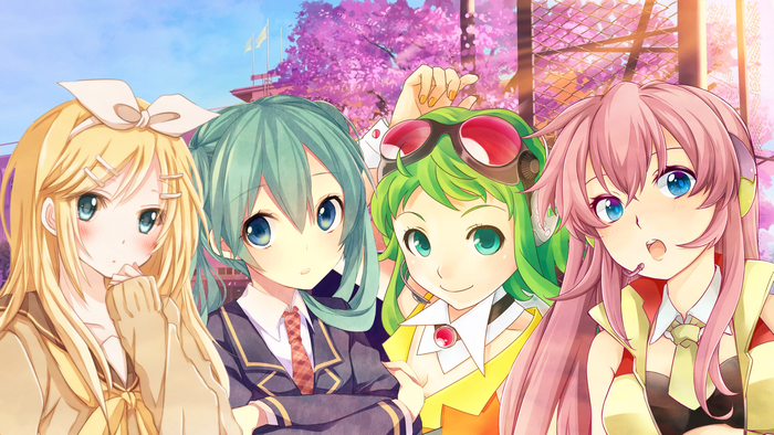 Rin Kagamine, Hatsune Miku, Gumi, Luka Megurine from Vocaloid