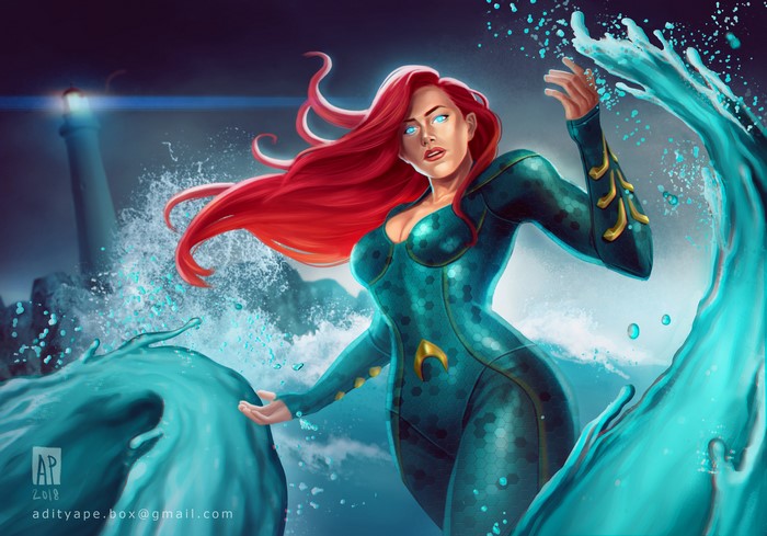 Mera from DC Comics in the ocean