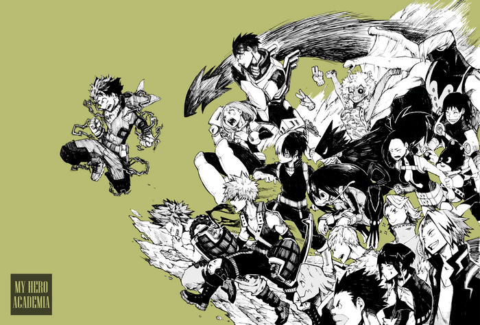 My Hero Academia Group Action Pose Illustration
