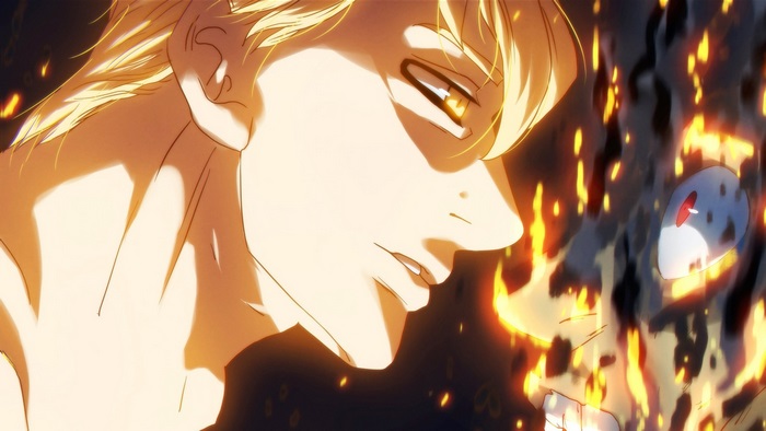 Escanor from The Seven Deadly Sins in flames
