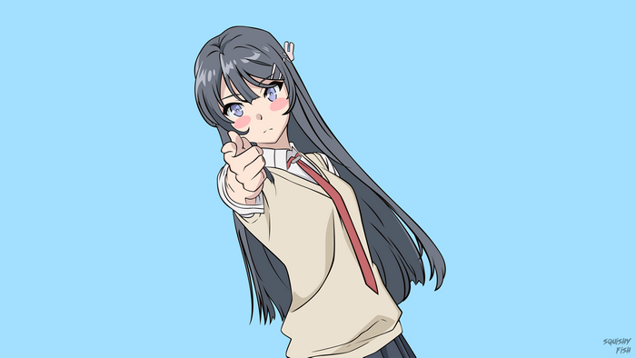 Mai Sakurajima pointing finger