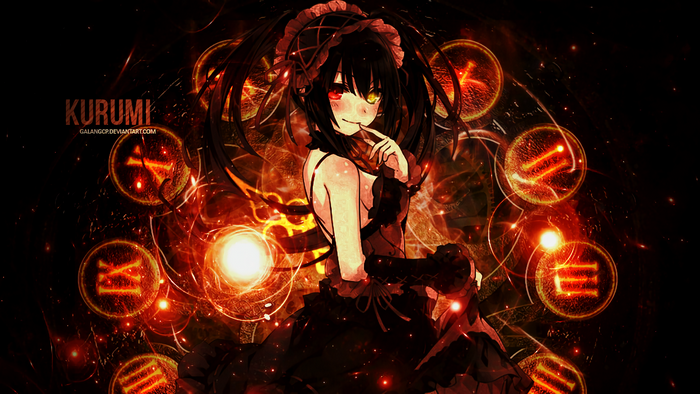 Kurumi Tokisaki with Fiery Clock Circles