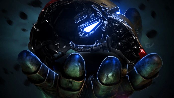 Iron Man Helmet held in hand from Avengers Endgame