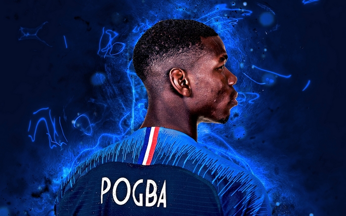 Paul Pogba in Blue French Soccer Jersey