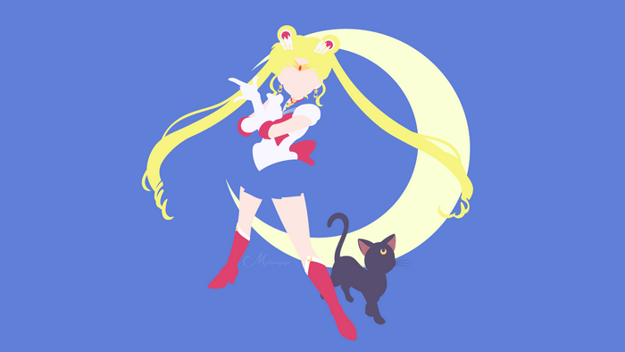 Sailor Moon and Luna with Crescent Moon