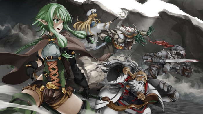 Goblin Slayer and companions in battle