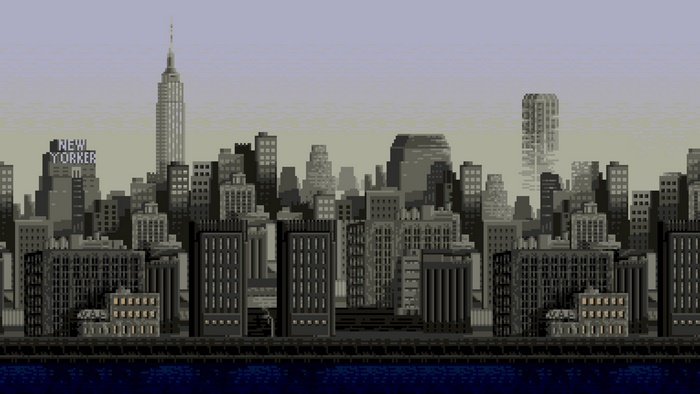 Pixel Art New York Cityscape with Empire State Building
