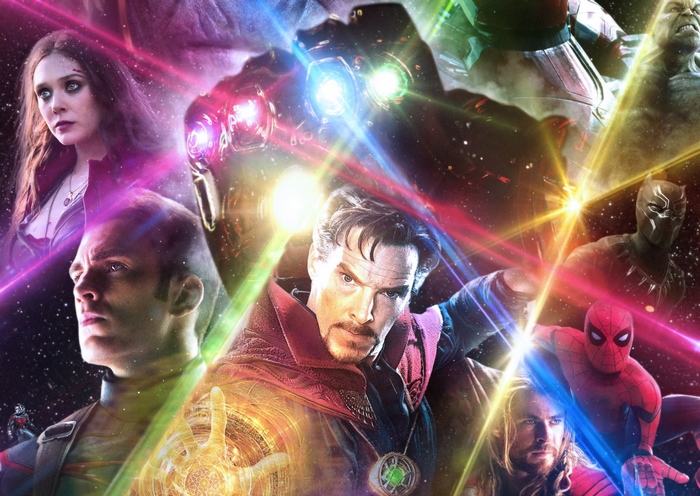 Avengers: Infinity War Poster with Thanos, Doctor Strange, Spider-Man, Thor, Captain America, Scarlet Witch, Black Panther, Hulk, Ant-Man