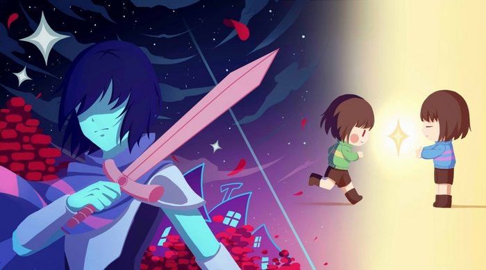 Kris from Deltarune and Frisk from Undertale