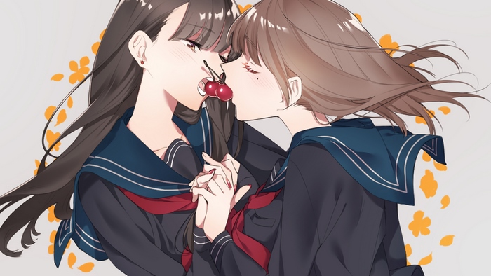 Tender Moment Between Two Girls with Cherries