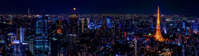 Tokyo cityscape at night with Tokyo Tower
