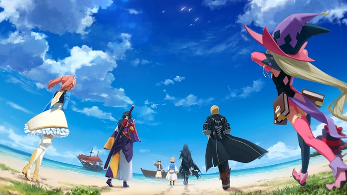 Tales of Berseria characters on a beach