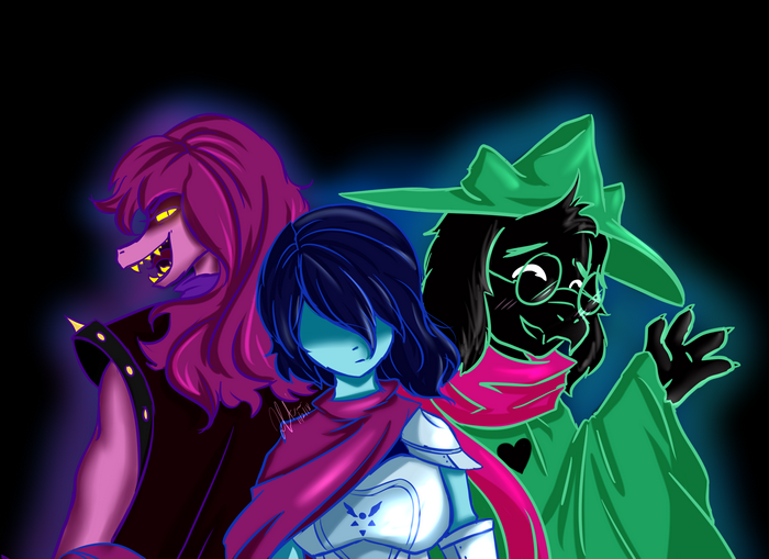 Kris, Susie, and Ralsei from Deltarune