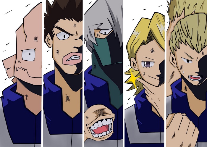 My Hero Academia characters Yuga Aoyama, Mashirao Ojiro, Mezo Shoji, Koji Koda, Rikido Sato