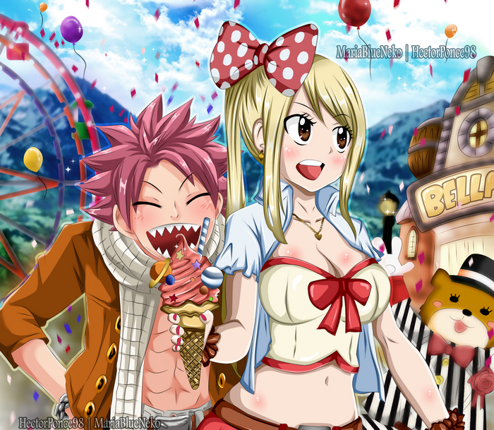 Lucy Heartfilia and Natsu Dragneel at a Carnival