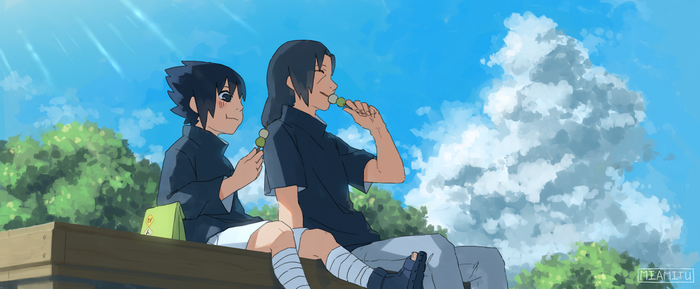 Sasuke and Itachi Uchiha eating dango