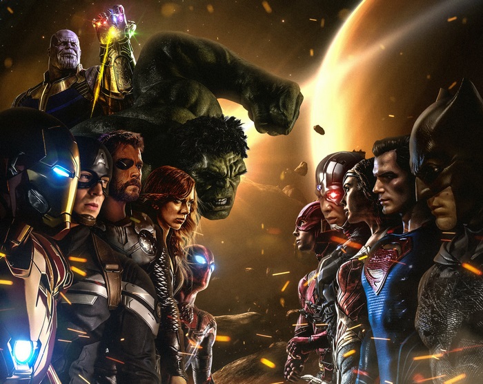 Marvel and DC Heroes Face Off with Thanos and Batman