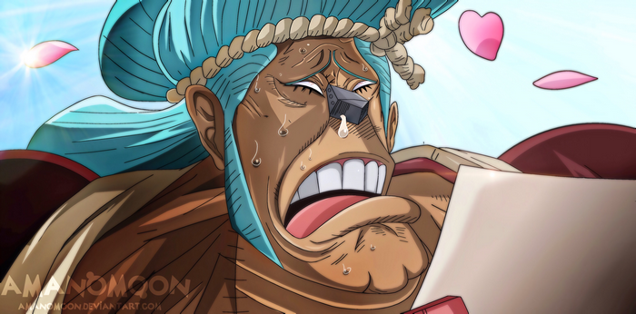 Franky crying while reading a letter from One Piece