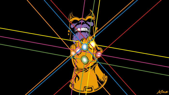 Thanos with Infinity Gauntlet and Colored Lines