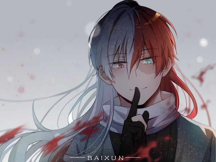 Shouto Todoroki with split hair and eyes