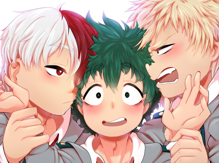 My Hero Academia Trio: Midoriya, Todoroki, and Bakugou