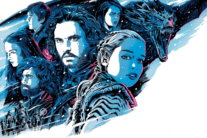 Game of Thrones characters and dragon