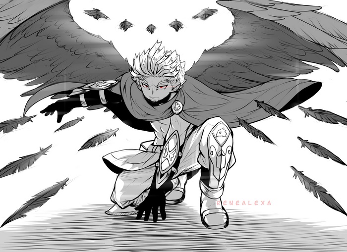 Hawks from Boku No Hero Academia with wings and feathers