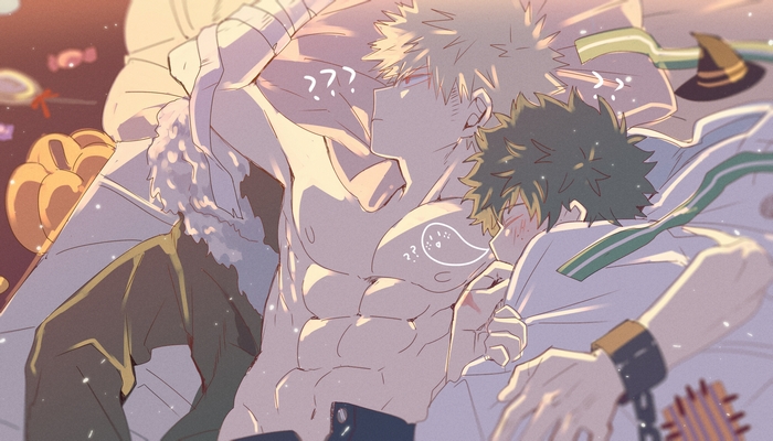 Katsuki Bakugou and Izuku Midoriya Resting Together